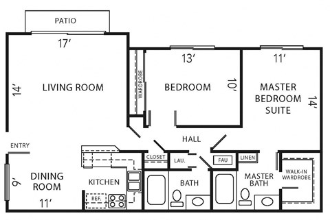 a floor plan of a house with bedrooms and a living room